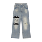 “Feelin' Lucky" Wide-Leg Distressed Denim