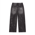 “Washed” Black Wide Jeans