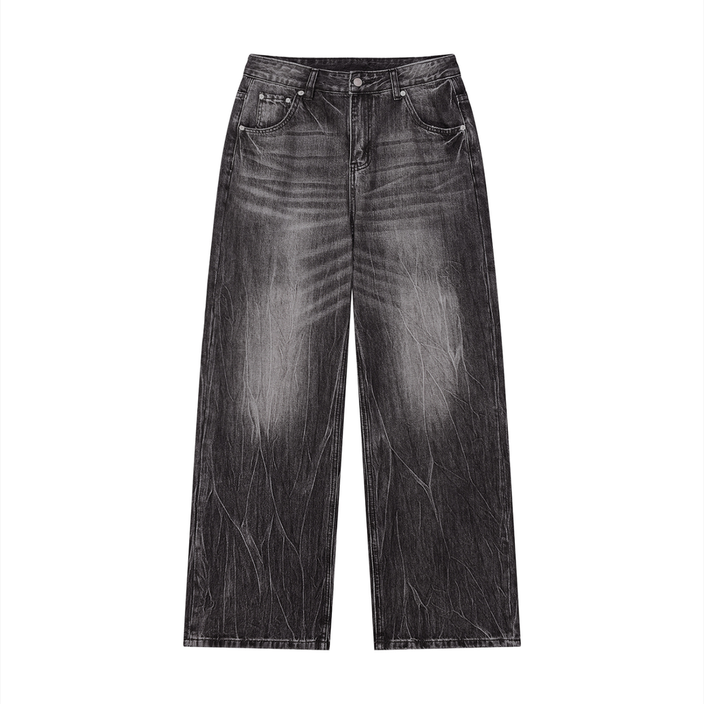 “Washed” Black Wide Jeans
