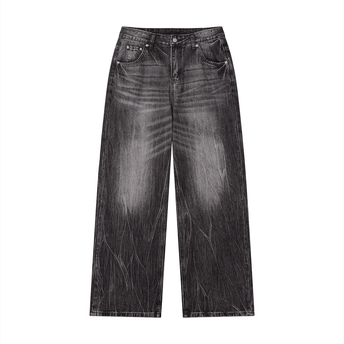 “Washed” Black Wide Jeans