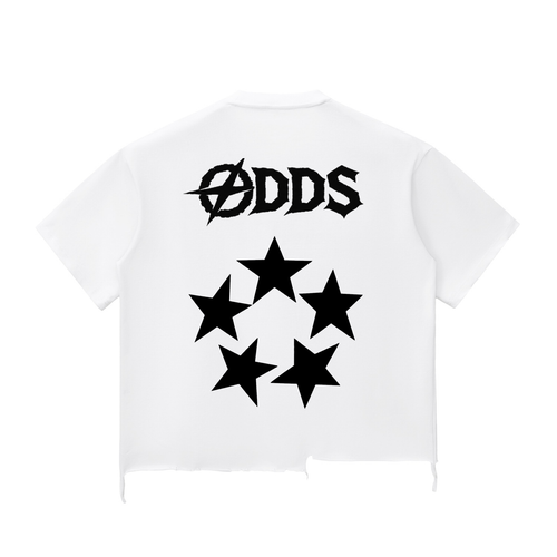 “5-Star” Distressed Heavyweight Tee - Optic White