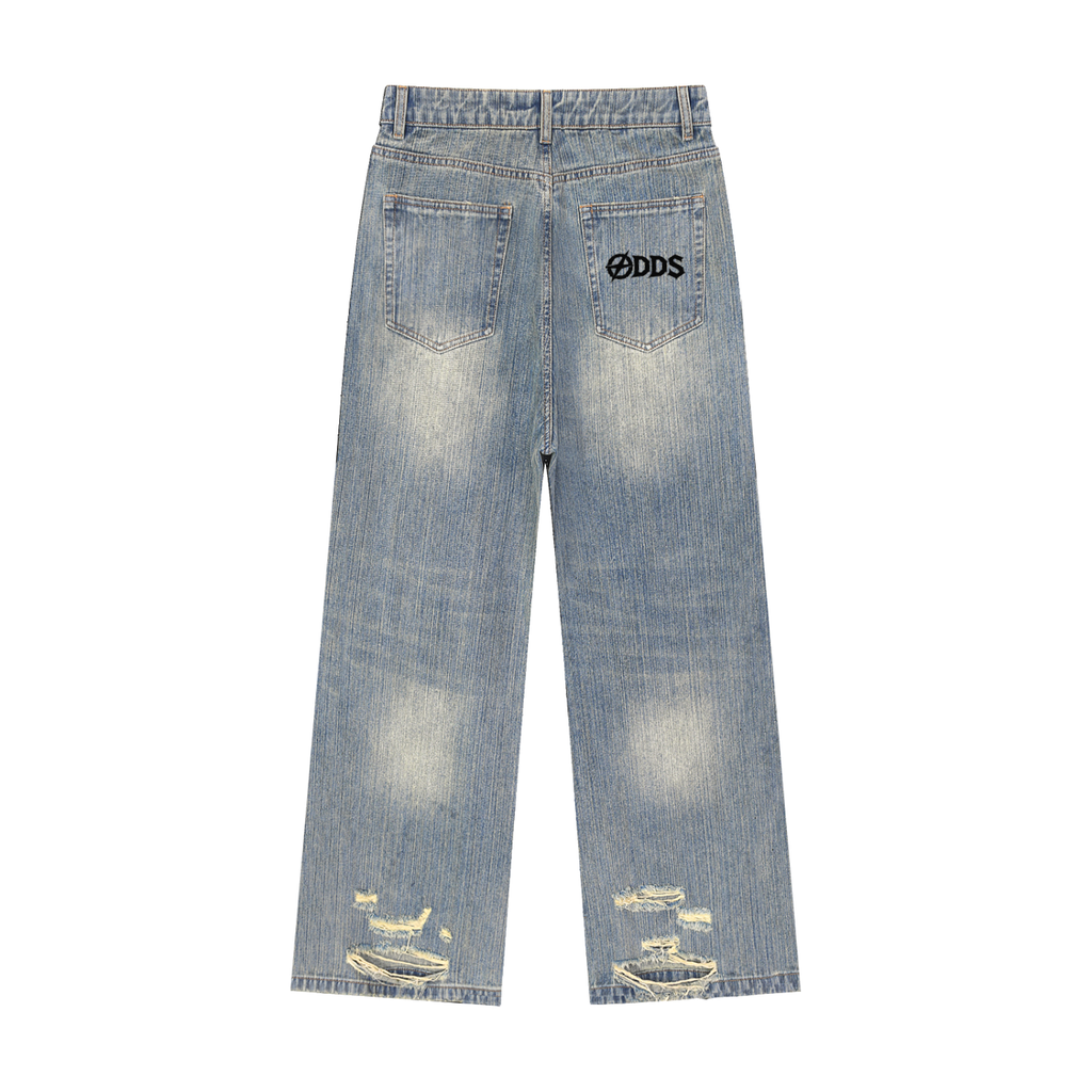 “Feelin' Lucky" Wide-Leg Distressed Denim